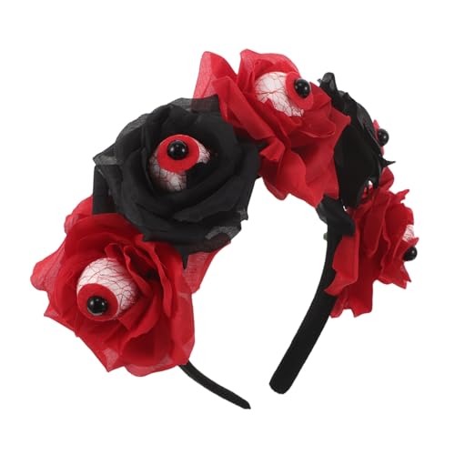 JECOMPRIS Halloween Haarreif mit Realistischen Blutigen Augen und Künstlichen Rosen Leichtes Halloween Party Haarband für Kostüme Wiederverwendbar und Komfortabel für Geisterhaus und von JECOMPRIS