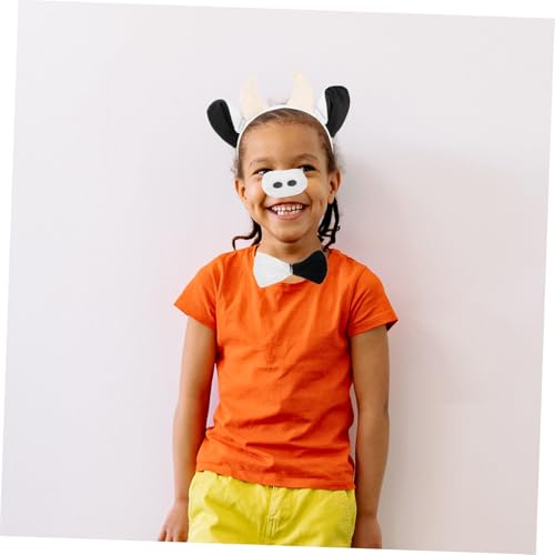 JECOMPRIS Halloween Kuhkostüm Zubehör Weiches Plüsch Stirnband mit Hörnern Nasenring und Abnehmbar Bequem für Karneval Cosplay Party und Tierkostüm von JECOMPRIS