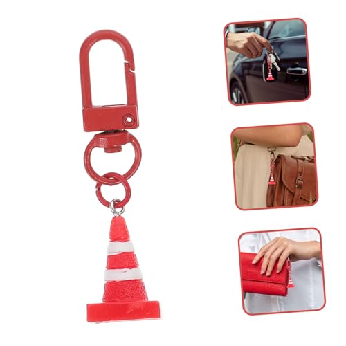 JECOMPRIS Kreativer Straßenkegel Schlüsselanhänger Rot Mini Verkehrskegel Taschenanhänger Partydekoration Für Schlüssel Taschen von JECOMPRIS