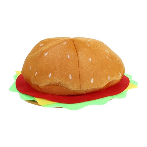 JECOMPRIS Lustiger Burger Hut aus Weichem Leicht und Bequem Baskenmütze für Karneval Party Halloween und Alltag Stylisches Outdoor Accessoire in Gelb von JECOMPRIS