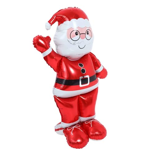 JECOMPRIS Stehender Weihnachtsmann Ballon Aus Aluminiumfolie Große Festliche Weihnachtsdekoration Wiederverwendbarer Heliumballon Für Weihnachtsfeiern Und Heimdekoration Süße von JECOMPRIS