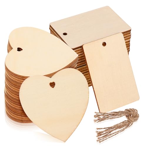 JECOMPRIS Unvollendete Holzanhänger Teilig mit Löchern Herz und Rechteckformen Dicke Holzscheiben für DIY Weihnachtsdeko Basteln Aufhängen mit Juteschnur Rustikale Holzdeko JECOMPRIS Unvollendete Holzanhänger Teilig mit Löchern Herz und Rechteckformen Dicke Holzscheiben für DIY Weihnachtsdeko Basteln Aufhängen mit Juteschnur Rustikale Holzdeko von JECOMPRIS