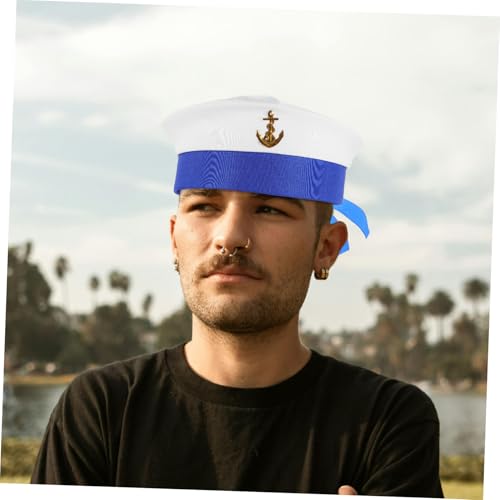 JECOMPRIS Wasserdichte Matrosenmütze mit Blauem Rand und Goldenem Runde Segler Mütze für Damen und Herren Modisches Kostüm Accessoire für Cosplay Party und Outdoor Einsatz JECOMPRIS Wasserdichte Matrosenmütze mit Blauem Rand und Goldenem Runde Segler Mütze für Damen und Herren Modisches Kostüm Accessoire für Cosplay Party und Outdoor Einsatz von JECOMPRIS
