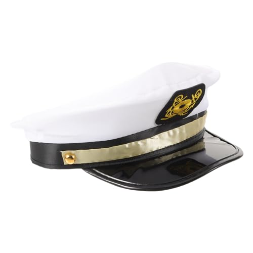 JECOMPRIS Weiße Dekorative Kapitänsmütze für Erwachsene Klassischer Matrosen Stil Unisex Geeignet für Yacht Segelpartys Kostümaccessoire für Karneval Cosplay Fotorequisiten und Mottopartys von JECOMPRIS