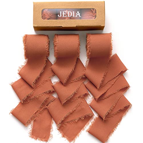 JEDIA Chiffonband, 3 Rollen Terrakotta-Bänder, 3,8 cm x 7 m Blumenband-Set für Geschenkverpackungen, Hochzeitseinladungen, Blumensträuße, Bastelarbeiten von JEDIA