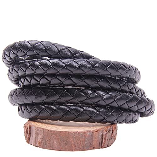 JEEIJ 3/4/5/6/8/10/12mm Runde Lederschnur Schnur DIY Halskette Armband Finden Schwarz Braun Geflochtenes PU Seil Schmuckzubehör, 1St (Color : Black, Size : 8mm 5m) von JEEIJ