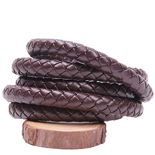 JEEIJ 3/4/5/6/8/10/12mm Runde Lederschnur Schnur DIY Halskette Armband Finden Schwarz Braun Geflochtenes PU Seil Schmuckzubehör, 1St (Color : Brown, Size : 10mm 5m) von JEEIJ