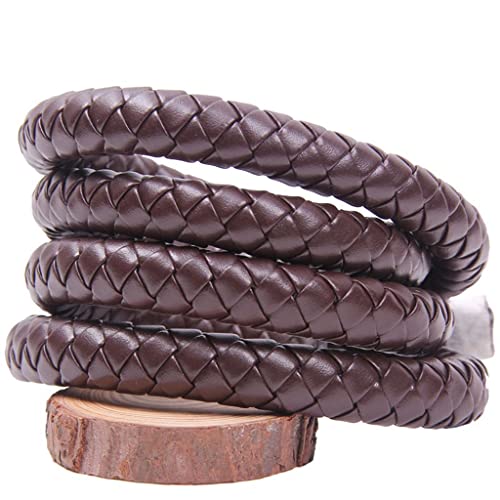 JEEIJ 3/4/5/6/8/10/12mm Runde Lederschnur Schnur DIY Halskette Armband Finden Schwarz Braun Geflochtenes PU Seil Schmuckzubehör, 1St (Color : Brown, Size : 12mm 5m) von JEEIJ
