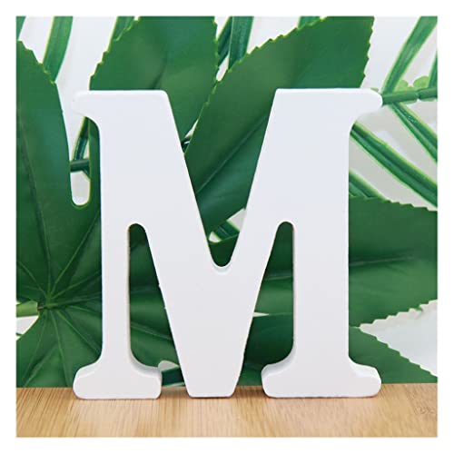 JEEIJ SHU 1pcs 10 cm Party Hochzeit Alphabet Wohnkultur, Weiße Holzbuchstaben Name Design Kunsthandwerk Stehend DIY 3.94 Zoll (Color : M, Height : 10cm) von JEEIJ