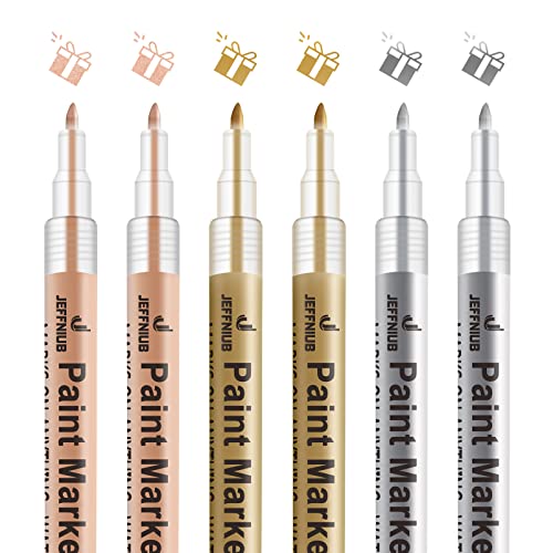 JEFFNIUB Acrylstifte für Steine Wasserfest 6 Stück, Rosegold Gold Silber Metallic Stifte 0,7 Dünner Spitze Permanent Marker Stift auf Holz, Glas, Papier, Keramik, Leinwand, Leder JEFFNIUB Acrylstifte für Steine Wasserfest 6 Stück, Rosegold Gold Silber Metallic Stifte 0,7 Dünner Spitze Permanent Marker Stift auf Holz, Glas, Papier, Keramik, Leinwand, Leder von JEFFNIUB