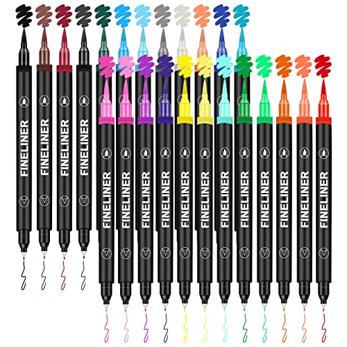 JEFFNIUB Dual Filzstifte Set,Erwachsene für Mandalas Pinselstifte, 24 Farben Brush Pen Set, Pinselstifte Handlettering Stifte für Kalligrafie,Journal,Scrapbook von JEFFNIUB