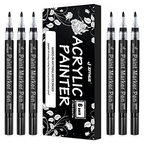 JEFFNIUB Acrylstifte Marker Stifte,Schwarz Permanent Marker Wasserfeste Acrylfarben Marker Set für Steine Keramik Holz Metall Papier Glas Stoffe Kunststoff Leder DIY - 0.7mm Spitze 6 Pack JEFFNIUB Acrylstifte Marker Stifte,Schwarz Permanent Marker Wasserfeste Acrylfarben Marker Set für Steine Keramik Holz Metall Papier Glas Stoffe Kunststoff Leder DIY - 0.7mm Spitze 6 Pack von JEFFNIUB