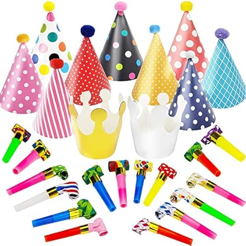 27 Stück Partyhüte Set,Partyhüte Kindergeburtstag,Party Hüte zum Geburtstag mit Pompons,Geburtstagshut Lufttröte Pfeife Partyhütchen Geburtstag Kegel Hüte für Kinder Geburtstagsfeier Baby Shower 27 Stück Partyhüte Set,Partyhüte Kindergeburtstag,Party Hüte zum Geburtstag mit Pompons,Geburtstagshut Lufttröte Pfeife Partyhütchen Geburtstag Kegel Hüte für Kinder Geburtstagsfeier Baby Shower von JEFFOUOO