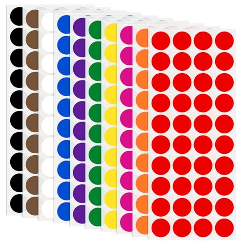 JEFURE 1600 Stück Runde Klebepunkte, 20mm Bunt Selbstklebende Punktaufkleber, Etiketten Markierungspunkte, Farbcodierung Aufkleber für Büro, Schule und Zuhause (10 Farben) von JEFURE
