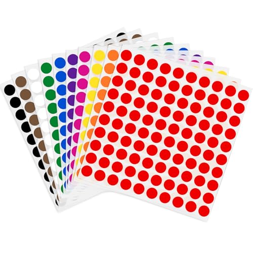 JEFURE 3000 Stück Runde Klebepunkte, 10mm Bunt Selbstklebende Punktaufkleber, Etiketten Markierungspunkte, Farbcodierung Aufkleber für Büro, Schule und Zuhause (10 Farben) von JEFURE
