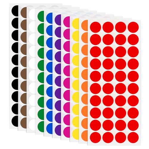 JEFURE 3200 Stück Runde Klebepunkte, 20mm Bunt Selbstklebende Punktaufkleber, Etiketten Markierungspunkte, Farbcodierung Aufkleber für Büro, Schule und Zuhause (10 Farben) von JEFURE