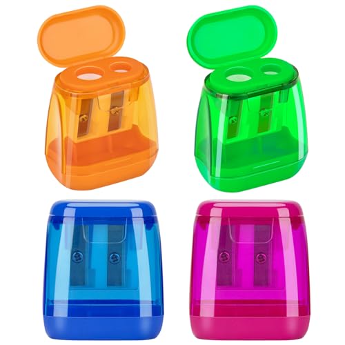 JEFURE Anspitzer mit Behälter 4 Stück, Anspitzer mit Doppellöchern und Dose, Handheld Bleistiftspitzer für Dicke und Dünne Stifte, Dosenspitzer Kinder, Anspitzer für Schule Büro 4 Farben JEFURE Anspitzer mit Behälter 4 Stück, Anspitzer mit Doppellöchern und Dose, Handheld Bleistiftspitzer für Dicke und Dünne Stifte, Dosenspitzer Kinder, Anspitzer für Schule Büro 4 Farben von JEFURE