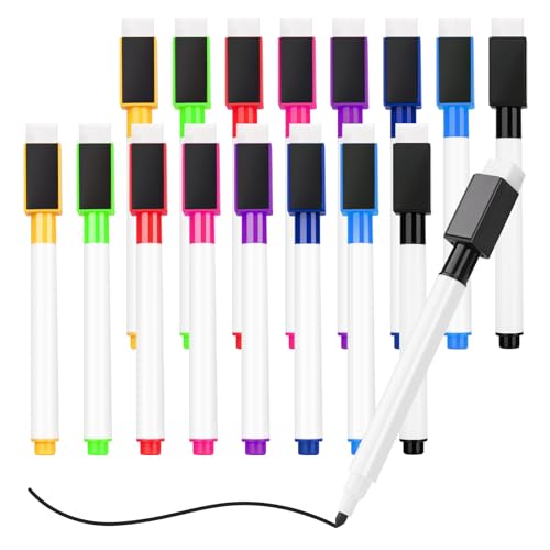 JEFURE Whiteboard Marker 16 Stück, Whiteboard Stifte Magnetisch in 8 Farben, Bunte Folienstift Abwischbar mit radierer, Abwischbare Stifte mit feiner Spitze für Zuhause, Schule, Büro JEFURE Whiteboard Marker 16 Stück, Whiteboard Stifte Magnetisch in 8 Farben, Bunte Folienstift Abwischbar mit radierer, Abwischbare Stifte mit feiner Spitze für Zuhause, Schule, Büro von JEFURE