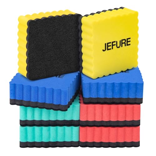 JEFURE Whiteboard Schwamm 8 Stück 4 Farben, Quadratische Whiteboard Schwamm Magnetisch, Whiteboard Radiergummi für Trockenreinigung auf vielen Oberflächen, Whiteboard Radierer für Tafeln und Glas JEFURE Whiteboard Schwamm 8 Stück 4 Farben, Quadratische Whiteboard Schwamm Magnetisch, Whiteboard Radiergummi für Trockenreinigung auf vielen Oberflächen, Whiteboard Radierer für Tafeln und Glas von JEFURE