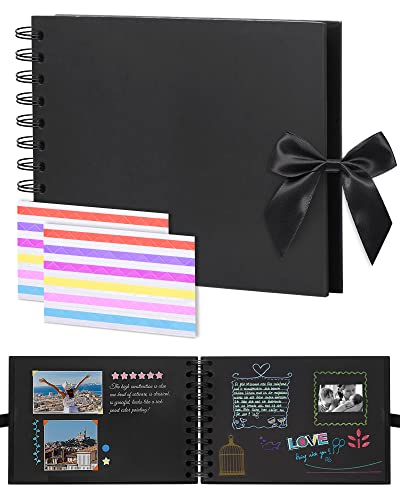 JEJA Fotoalbum zum Selbstgestalten, 215 x 150 mm 30 Schwarze Leere Seiten, Scrapbook, Es kann als Geschenk für Abschlussfeier, Geburtstag, Hochzeitstag, Valentinstag usw. verwendet werden - A von JEJA