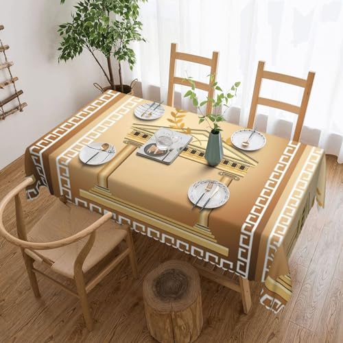 JEJEA Rechteckige Tischdecke, antikes Gebäude mit römischem Olivenzweig und griechischem Druck, wasserdicht, knitterfrei, Tischdecke für Küche, Esstisch JEJEA Rechteckige Tischdecke, antikes Gebäude mit römischem Olivenzweig und griechischem Druck, wasserdicht, knitterfrei, Tischdecke für Küche, Esstisch von JEJEA