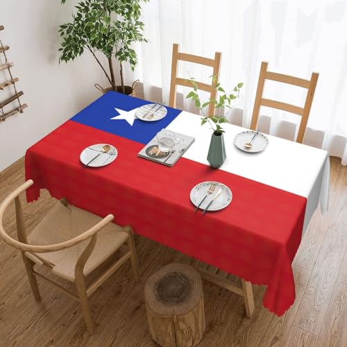 JEJEA Rechteckige Tischdecke mit Flagge von Chile, wasserdicht, knitterfrei, Tischdecke für Küche, Esstisch JEJEA Rechteckige Tischdecke mit Flagge von Chile, wasserdicht, knitterfrei, Tischdecke für Küche, Esstisch von JEJEA