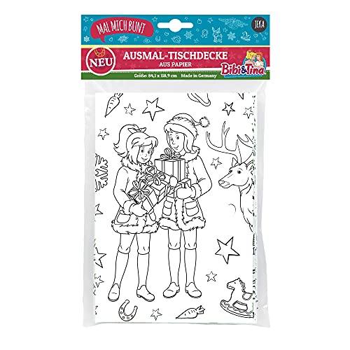 Bibi & Tina Ausmal-Tischdecke Weihnachten, Bibi und Tina Weihnachten, Papier-Tischdecke Weihnachten, Deko Weihnachten, Ausmalen Weihnachten, Geschenkidee Weihnachten, Mal Mich Bunt von JEKA
