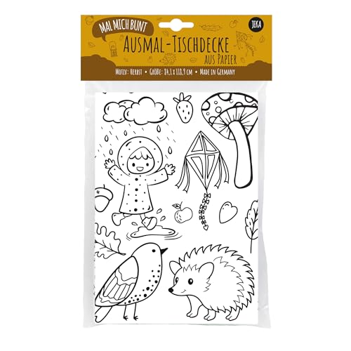 Papier-Tischdecke zum Ausmalen, Motiv-Herbst, XXL Maldecke mit herbstlichen Motiven, kreative Kinderbeschäftigung, tolle Alternative zu Malbuch, Herbst Basteln Kinder, Mal Mich Bunt Papier-Tischdecke zum Ausmalen, Motiv-Herbst, XXL Maldecke mit herbstlichen Motiven, kreative Kinderbeschäftigung, tolle Alternative zu Malbuch, Herbst Basteln Kinder, Mal Mich Bunt von JEKA