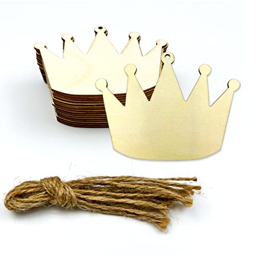 20 Stück unlackierte Krone aus Holz zum Basteln, Ausschnitte aus Holz, Kronenform, hängende Ornamente 20 Stück unlackierte Krone aus Holz zum Basteln, Ausschnitte aus Holz, Kronenform, hängende Ornamente von JEKEJIAJIU