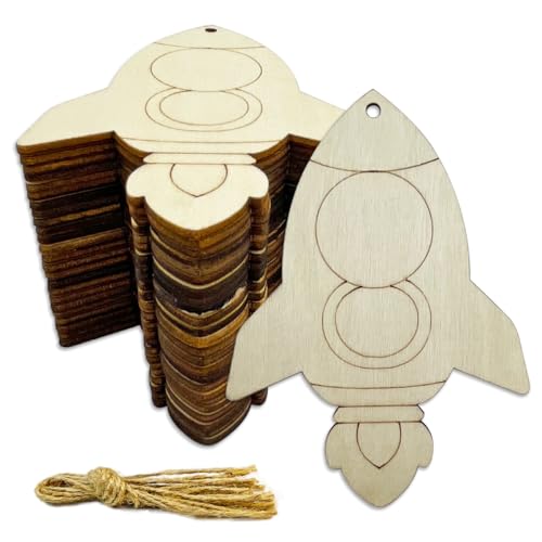 30 Stück 10,2 cm unlackiertes Raketenholz DIY Handwerk Ausschnitte Holz Raketenförmige hängende Ornamente mit Loch Hanfseile Geschenkanhänger für Zuhause, Geburtstag, Dekoration, Bastelprojekt 30 Stück 10,2 cm unlackiertes Raketenholz DIY Handwerk Ausschnitte Holz Raketenförmige hängende Ornamente mit Loch Hanfseile Geschenkanhänger für Zuhause, Geburtstag, Dekoration, Bastelprojekt von JEKEJIAJIU