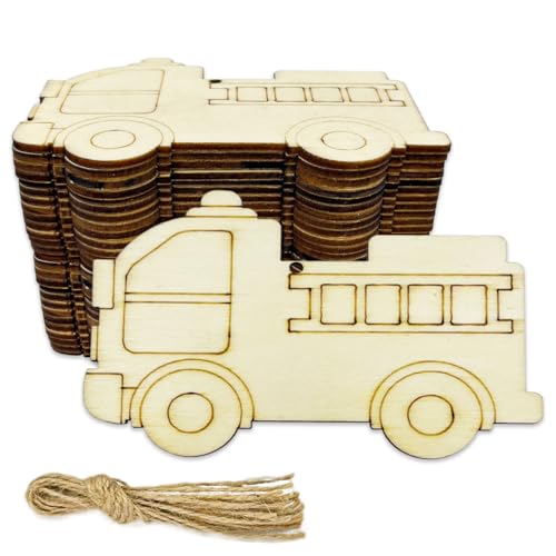 30 Stück unlackierte Feuerwehrautos Holz DIY Handwerk Ausschnitte Holz Feuerwehrauto geformte hängende Ornamente mit Loch Hanfseile Geschenkanhänger 30 Stück unlackierte Feuerwehrautos Holz DIY Handwerk Ausschnitte Holz Feuerwehrauto geformte hängende Ornamente mit Loch Hanfseile Geschenkanhänger von JEKEJIAJIU