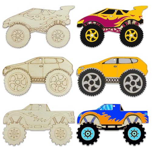 30 Stück unlackierte Monster-Truck-Holzbastelausschnitte, Holz-LKW-Form, hängende Ornamente mit Loch, Hanfseile, Geschenkanhänger für Zuhause, Geburtstag, Dekoration, Bastelprojekt 30 Stück unlackierte Monster-Truck-Holzbastelausschnitte, Holz-LKW-Form, hängende Ornamente mit Loch, Hanfseile, Geschenkanhänger für Zuhause, Geburtstag, Dekoration, Bastelprojekt von JEKEJIAJIU