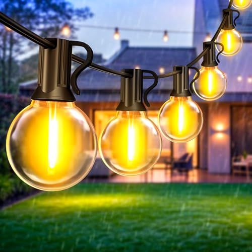 Lichterkette Außen LED Outdoor Strom - 10m Aussen Beleuchtung Balkon Garten Glühbirnen Pavillon Lichterketten Lights Party Terrasse Draußen Birnen Innen Terrassen Aussenlichterkette Gartenbeleuchtung von JEKEMORYE