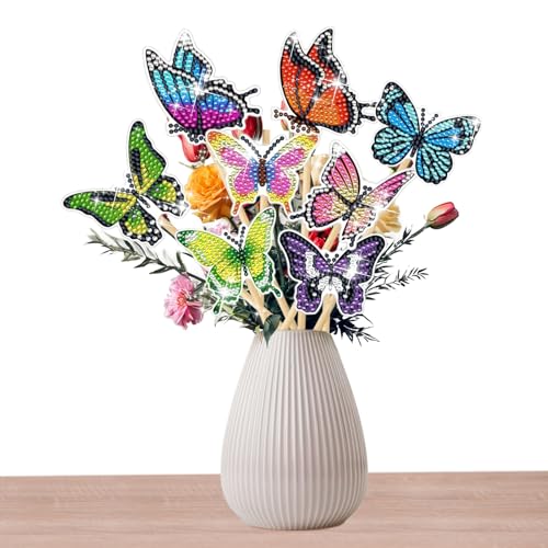 JEKRWNOY 8 Stück Diamond Painting Schmetterling, 5D Diamond Painting Art für Garten Deko-Erwachsene Kinder Schmetterling Bilder Gartendekoration für Draußen und Drinnen Balkon Deko JEKRWNOY 8 Stück Diamond Painting Schmetterling, 5D Diamond Painting Art für Garten Deko-Erwachsene Kinder Schmetterling Bilder Gartendekoration für Draußen und Drinnen Balkon Deko von JEKRWNOY