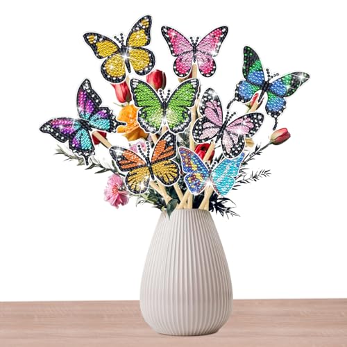 JEKRWNOY 8 Stück Diamond Painting Schmetterling-5D Diamond Painting Art für Garten Deko-Schmetterling Deko Kinder Erwachsene Gartendekoration für Draußen und Drinnen Balkon Deko JEKRWNOY 8 Stück Diamond Painting Schmetterling-5D Diamond Painting Art für Garten Deko-Schmetterling Deko Kinder Erwachsene Gartendekoration für Draußen und Drinnen Balkon Deko von JEKRWNOY