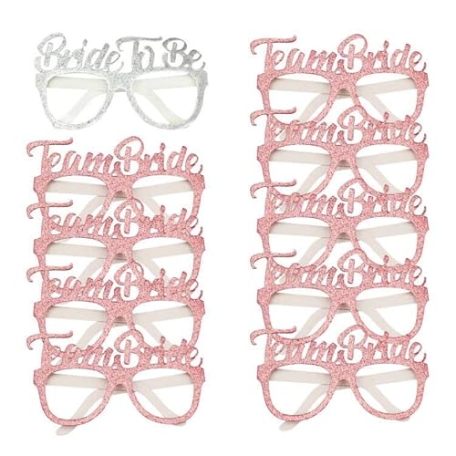 10 Pack Hen Party Glasses Shiny Rose Gold Team Bride Glasses Bride to be Glasses Hen do Accessories Hen do Night Party Game Photo Props Accessories Bride Party Props Bachelorette Party Decorations von JEKUGOT