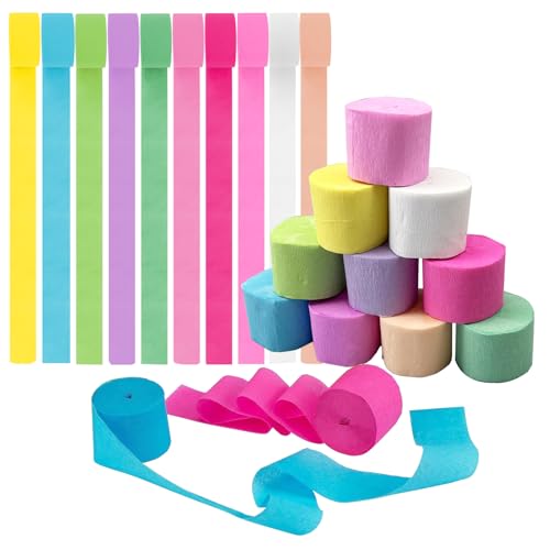 10 Rollen Krepppapier-Luftschlangen Zum Aufhängen, Regenbogen-Krepppapier, Macaron-Farbe, Blau, Rosa, Weiß, Krepp, Vorhang, Hintergrund 10 Rollen Krepppapier-Luftschlangen Zum Aufhängen, Regenbogen-Krepppapier, Macaron-Farbe, Blau, Rosa, Weiß, Krepp, Vorhang, Hintergrund von JEKUGOT