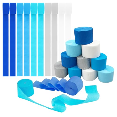 JEKUGOT 10 Rollen Krepppapier-Rollen, Regenbogen-Krepppapier, Luftschlangen, 5 Farben, Silber, Weiß, Blau, Krepp, Vorhang, Hintergrund, hängende Quasten, Festival JEKUGOT 10 Rollen Krepppapier-Rollen, Regenbogen-Krepppapier, Luftschlangen, 5 Farben, Silber, Weiß, Blau, Krepp, Vorhang, Hintergrund, hängende Quasten, Festival von JEKUGOT