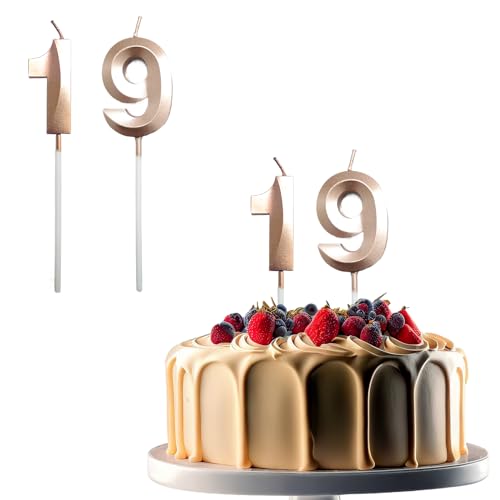 JEKUGOT Geburtstagskerzen zum 19. Geburtstag, Zahl 19, Geburtstagskerze für Kuchen, Kuchendekoration, Dekoration für Geburtstagsparty, Hochzeit und Jahrestag von JEKUGOT