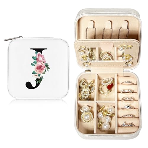 JEKUGOT Personalisierbare Reise-Schmuckschatulle, Alphabet-Schmuck-Organizer, kleine Reise-Schmuck-Aufbewahrungsbox mit Spiegel, tragbare Schmuckschatulle, Geburtstagsgeschenk für Frauen, JEKUGOT Personalisierbare Reise-Schmuckschatulle, Alphabet-Schmuck-Organizer, kleine Reise-Schmuck-Aufbewahrungsbox mit Spiegel, tragbare Schmuckschatulle, Geburtstagsgeschenk für Frauen, von JEKUGOT