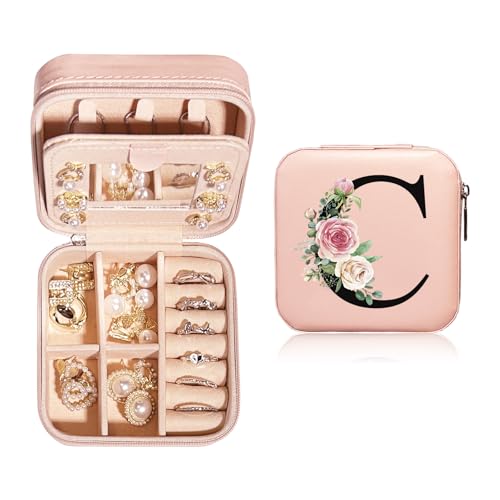 JEKUGOT Personalisierte Schmuckschatulle, klein, Reise-Schmuckschatulle mit Spiegel, Reise-Schmuck-Organizer, Aufbewahrungsbox, Geburtstagsgeschenk für Frauen, Mütter und Freunde (A), Leder JEKUGOT Personalisierte Schmuckschatulle, klein, Reise-Schmuckschatulle mit Spiegel, Reise-Schmuck-Organizer, Aufbewahrungsbox, Geburtstagsgeschenk für Frauen, Mütter und Freunde (A), Leder von JEKUGOT