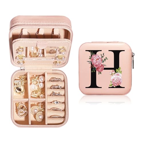 JEKUGOT Personalisierte Schmuckschatulle - Tragbares Reise-Schmucketui Mit Spiegel, A-Z Alphabet-Design für Mädchen und Frauen JEKUGOT Personalisierte Schmuckschatulle - Tragbares Reise-Schmucketui Mit Spiegel, A-Z Alphabet-Design für Mädchen und Frauen von JEKUGOT