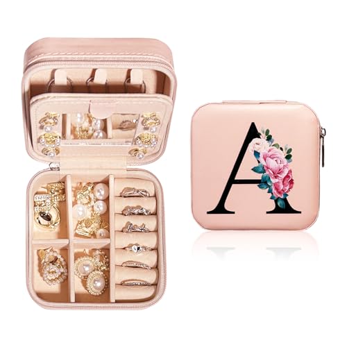 JEKUGOT Personalisierte Schmuckschatulle, klein, Reise-Schmuckschatulle mit Spiegel, Reise-Schmuck-Organizer, Aufbewahrungsbox, Geburtstagsgeschenk für Frauen, Mütter und Freunde (A), Leder JEKUGOT Personalisierte Schmuckschatulle, klein, Reise-Schmuckschatulle mit Spiegel, Reise-Schmuck-Organizer, Aufbewahrungsbox, Geburtstagsgeschenk für Frauen, Mütter und Freunde (A), Leder von JEKUGOT