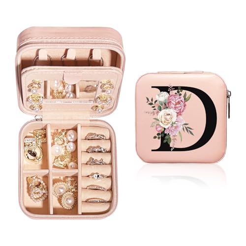 JEKUGOT Personalisierte Schmuckschatulle, Tragbares Reise-Schmucketui Mit Spiegel, A-Z Alphabet-Design für Mädchen und Frauen JEKUGOT Personalisierte Schmuckschatulle, Tragbares Reise-Schmucketui Mit Spiegel, A-Z Alphabet-Design für Mädchen und Frauen von JEKUGOT