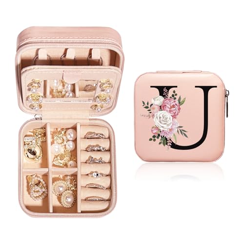 JEKUGOT Personalisierte Schmuckschatulle, klein, Reise-Schmuckschatulle mit Spiegel, Reise-Schmuck-Organizer, Aufbewahrungsbox, Geburtstagsgeschenk für Frauen, Mütter und Freunde (A), Leder JEKUGOT Personalisierte Schmuckschatulle, klein, Reise-Schmuckschatulle mit Spiegel, Reise-Schmuck-Organizer, Aufbewahrungsbox, Geburtstagsgeschenk für Frauen, Mütter und Freunde (A), Leder von JEKUGOT