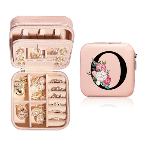 JEKUGOT Personalisierte Schmuckschatulle, Reise-Schmuckschatulle, tragbare kleine Schmuckschatulle, Schmuck-Reiseetui mit Spiegel, A-Z, Alphabet-Schmuckschatulle für Mädchen und Frauen, JEKUGOT Personalisierte Schmuckschatulle, Reise-Schmuckschatulle, tragbare kleine Schmuckschatulle, Schmuck-Reiseetui mit Spiegel, A-Z, Alphabet-Schmuckschatulle für Mädchen und Frauen, von JEKUGOT