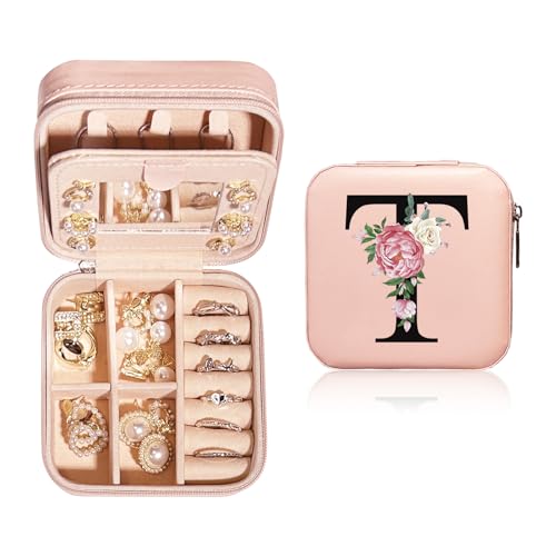JEKUGOT Personalisierte Schmuckschatulle, Tragbares Reise-Schmucketui Mit Spiegel, A-Z Alphabet-Design für Mädchen und Frauen JEKUGOT Personalisierte Schmuckschatulle, Tragbares Reise-Schmucketui Mit Spiegel, A-Z Alphabet-Design für Mädchen und Frauen von JEKUGOT