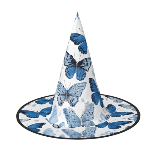 JEKYDOSD Blauer Schmetterlings-Druck, Halloween-Hut, gruseliges Party-Accessoire, Karneval, Maskerade-Bälle JEKYDOSD Blauer Schmetterlings-Druck, Halloween-Hut, gruseliges Party-Accessoire, Karneval, Maskerade-Bälle von JEKYDOSD