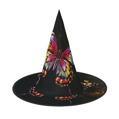 JEKYDOSD Buntes Schmetterlings-Motiv, Halloween-Hut, gruseliges Party-Accessoire, Karneval, Maskeradebälle JEKYDOSD Buntes Schmetterlings-Motiv, Halloween-Hut, gruseliges Party-Accessoire, Karneval, Maskeradebälle von JEKYDOSD