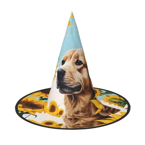 JEKYDOSD Hund mit Sonnenblumen-Druck, Halloween-Hut, gruseliges Party-Accessoire, Karneval, Maskeradebälle JEKYDOSD Hund mit Sonnenblumen-Druck, Halloween-Hut, gruseliges Party-Accessoire, Karneval, Maskeradebälle von JEKYDOSD